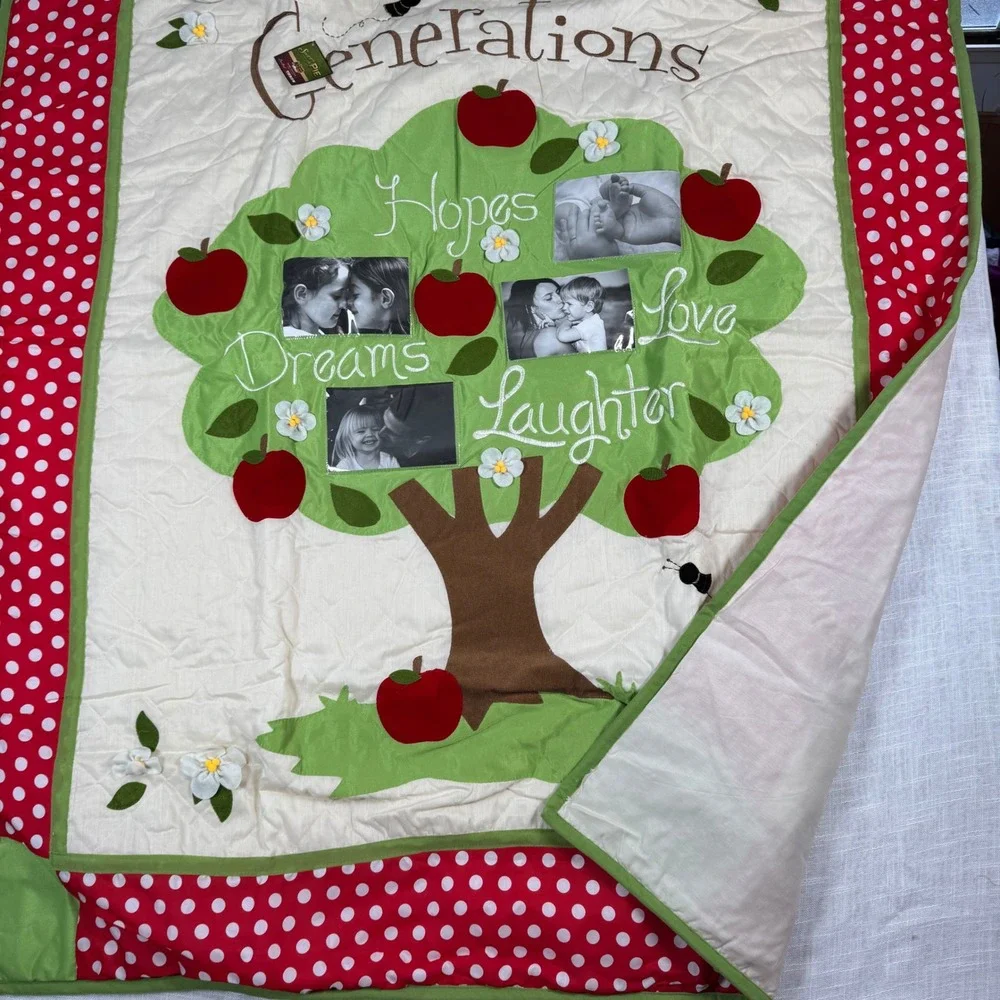 NWT Cracker Barrel Generations‎ Photo Sleeve Quilted Throw Blanket Family Tree